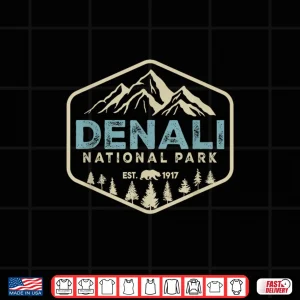 Design Retro Denali National Park Mountains Nature Vintage Hiking Shirt