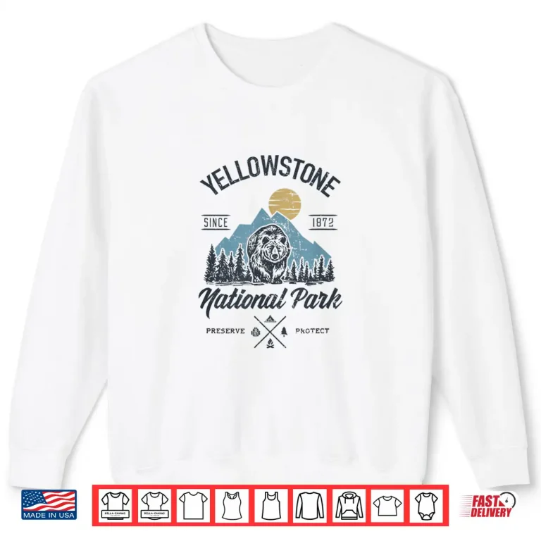 Sweatshirt Vintage Retro Yellowstone National Park Hiking Graphic Shirt