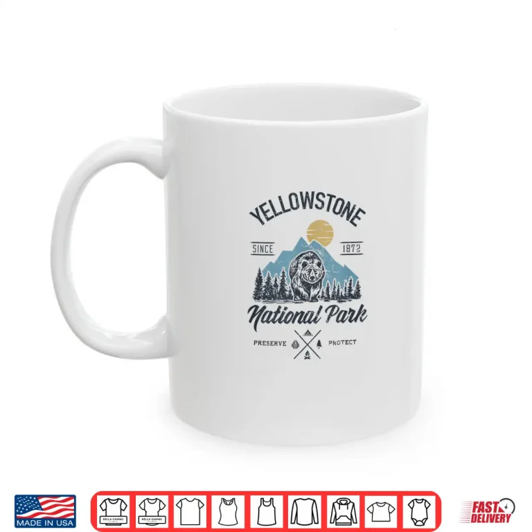 Mug Vintage Retro Yellowstone National Park Hiking Graphic Shirt