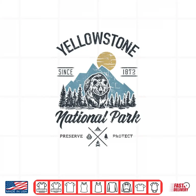 Design Vintage Retro Yellowstone National Park Hiking Graphic Shirt