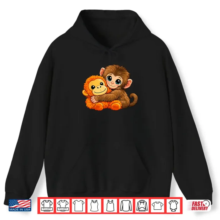 Hoodie Funny Baby Monkey Punch Cute Animal Men Women Kids Shirt