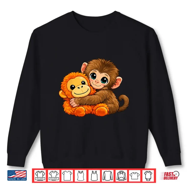 Sweatshirt Funny Baby Monkey Punch Cute Animal Men Women Kids Shirt