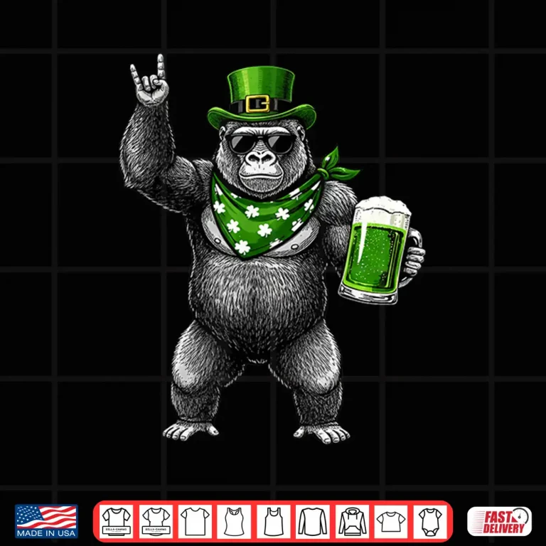 Design Funny Gorilla St Pattys Shamrock Beer St Patricks Day Men Shirt