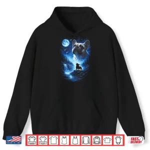 Hoodie French Bulldog Howling at The Moon Starry Night Mystical Dog Shirt