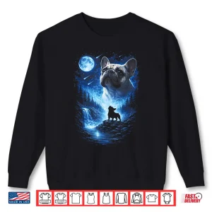 Sweatshirt French Bulldog Howling at The Moon Starry Night Mystical Dog Shirt