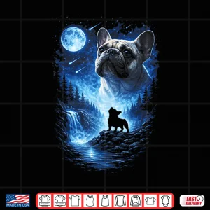 Design French Bulldog Howling at The Moon Starry Night Mystical Dog Shirt
