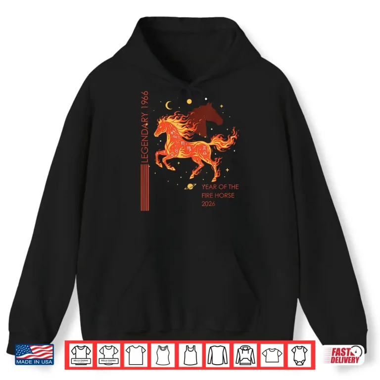 Hoodie Legendary 1966 Fire Horse 60th Birthday 2026 Retro Zodiac Shirt