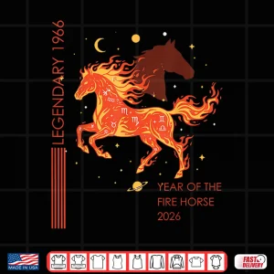 Design Legendary 1966 Fire Horse 60th Birthday 2026 Retro Zodiac Shirt