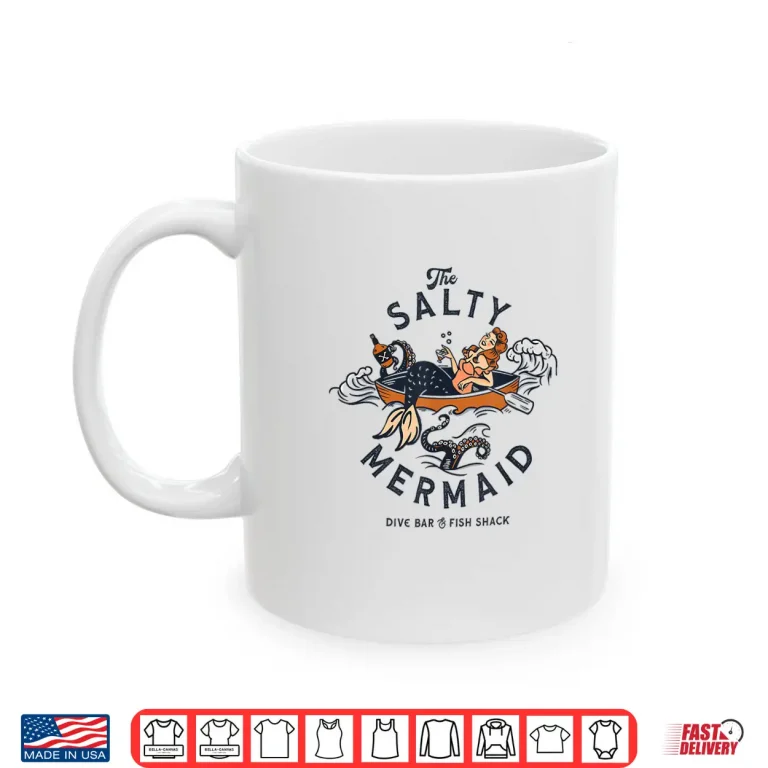Mug Mermaid Dive Bar Salty Fish Shack. Vintage Pinup Art Shirt Shirt