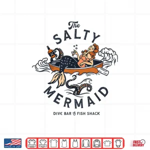 Mermaid Dive Bar & Salty Fish Shack. Vintage Pinup Art Shirt Shirt 4 Design Mermaid Dive Bar Salty Fish Shack. Vintage Pinup Art Shirt Shirt