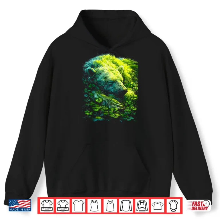 Hoodie Polar Bear Shamrocks Forest St Patricks Day Forestcore Shirt