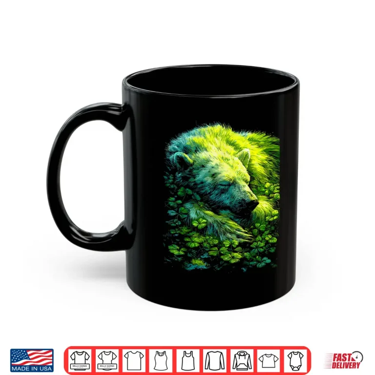 Mug Polar Bear Shamrocks Forest St Patricks Day Forestcore Shirt