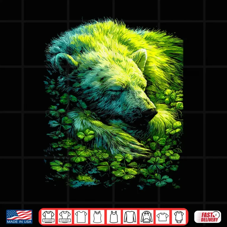 Design Polar Bear Shamrocks Forest St Patricks Day Forestcore Shirt