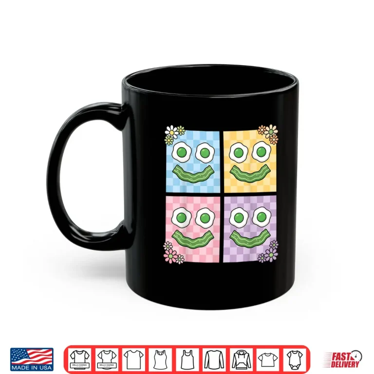 Mug Retro Green Face Eggs and Bacon Ham Breakfast St Patricks Shirt