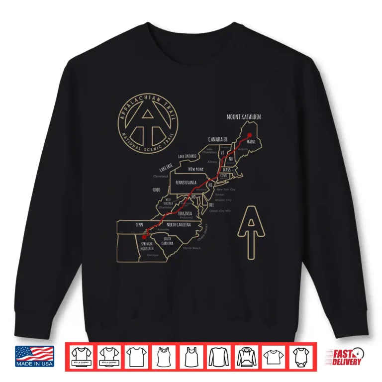 Sweatshirt Appalachian Trail Hiking Map Outdoor Adventure Trailing Shirt