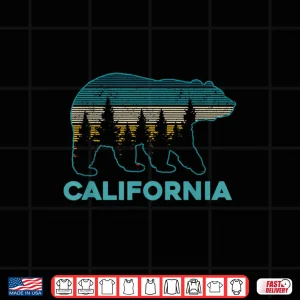 Design California Bear Vintage Retro Nature Hiking Souvenir Gift Shirt