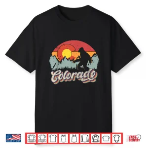 Colorado Mountain Hiking Bigfoot Camping Retro Eighties Sasquatch Shirt