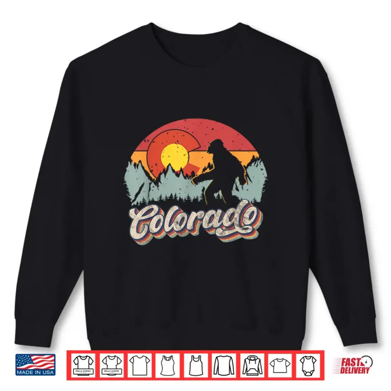 Sweatshirt Colorado Mountain Hiking Bigfoot Camping Retro Eighties Sasquatch Shirt