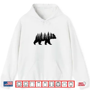 Hoodie Forest Trees Wildlife Animal Retro Outdoor Nature Bear Lover Shirt