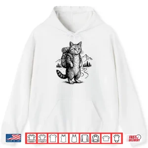 Hoodie Funny Outdoor Hiking Cat Backpacking Animals Graphic Shirt