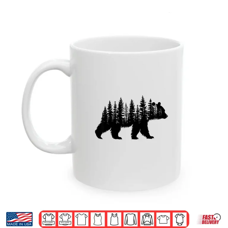 Mug Forest Trees Wildlife Animal Retro Outdoor Nature Bear Lover Shirt
