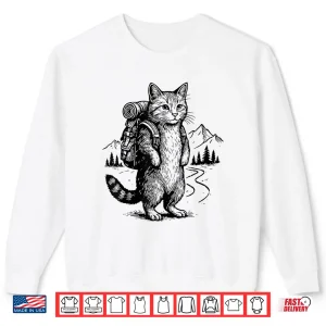 Sweatshirt Funny Outdoor Hiking Cat Backpacking Animals Graphic Shirt