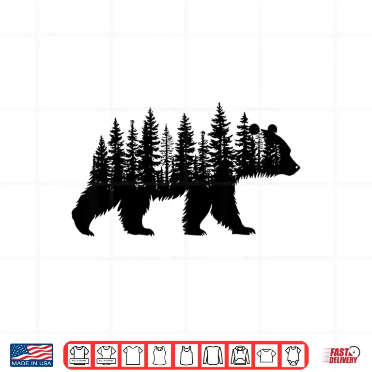 Design Forest Trees Wildlife Animal Retro Outdoor Nature Bear Lover Shirt