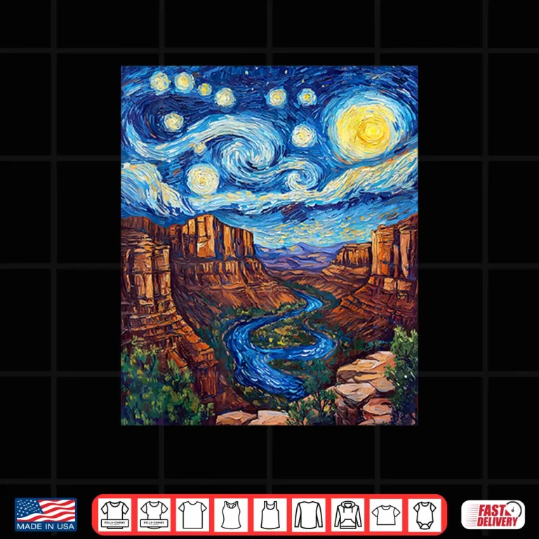Design Grand Canyon Van Gogh Style Starry Night Artistic Design Shirt