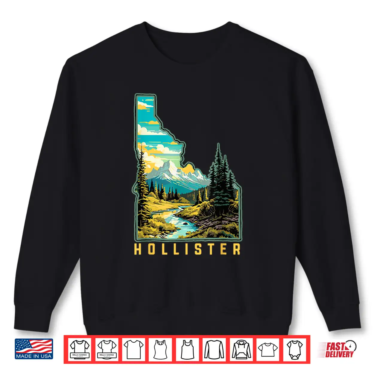 Hollister Idaho State Outdoor Nature Professional Graphic Shirt