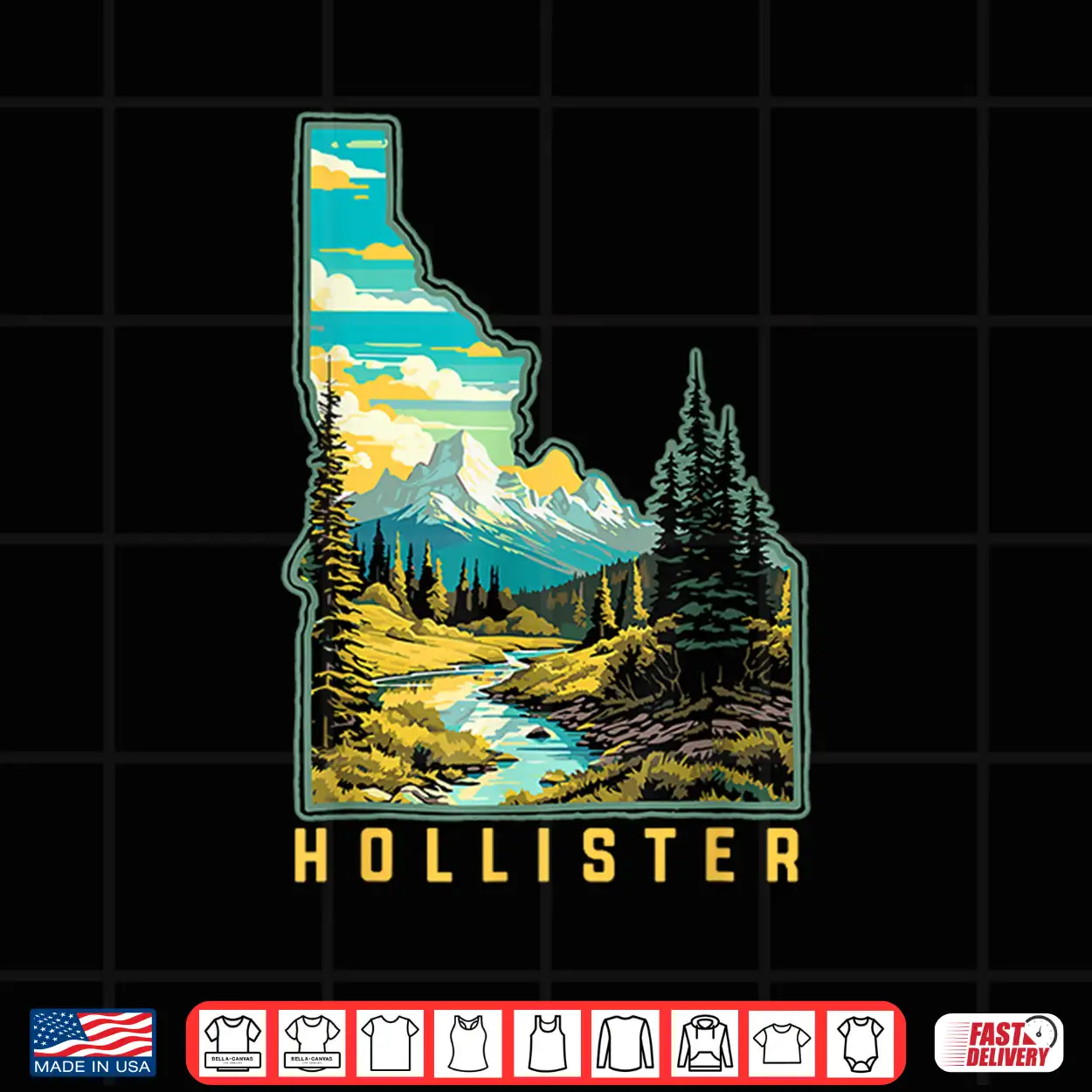 Hollister Idaho State Outdoor Nature Professional Graphic Shirt