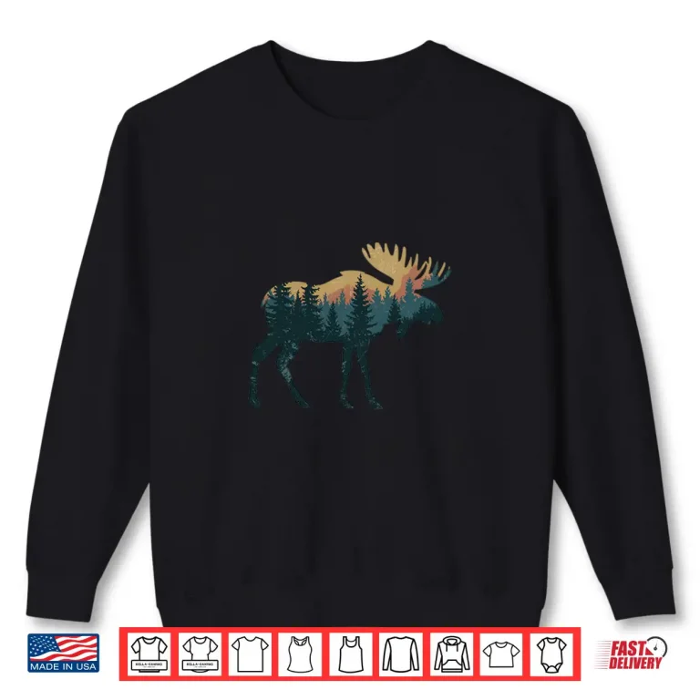 Moose Hunting Hiking Outdoor Camping Forest Animal Graphic Shirt 2 Sweatshirt Moose Hunting Hiking Outdoor Camping Forest Animal Graphic Shirt