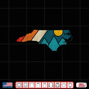 Design North Carolina Vintage State Map Mountains Hiking Pride Shirt