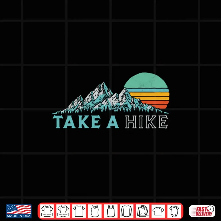 Design Take A Hike Retro Vibe Mountains Seventies Hiking Graphic Shirt
