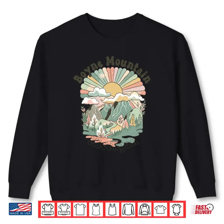 Sweatshirt Vintage Boyne Mountain Michigan Mountains Hiking Sunset Shirt
