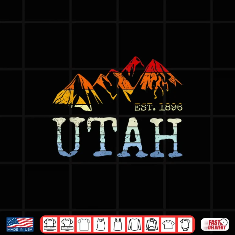 Design Utah Retro Sunset Vintage Mountain Home Established Eighteen Ninety Six Shirt