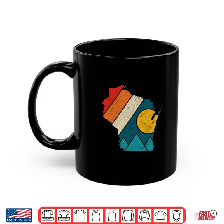 Mug Wisconsin Vintage State Map Mountains Hiking Pride Gift Shirt