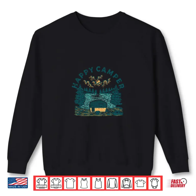 Sweatshirt Happy Camper Hiking Lake Camping Family Vacation Vintage Shirt
