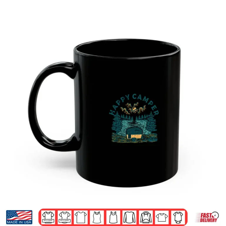 Mug Happy Camper Hiking Lake Camping Family Vacation Vintage Shirt