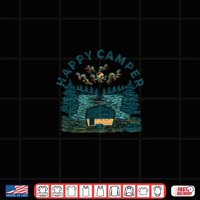 Design Happy Camper Hiking Lake Camping Family Vacation Vintage Shirt