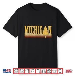 Michigan Vintage Tree State Pride Camping Hiking Graphic Shirt