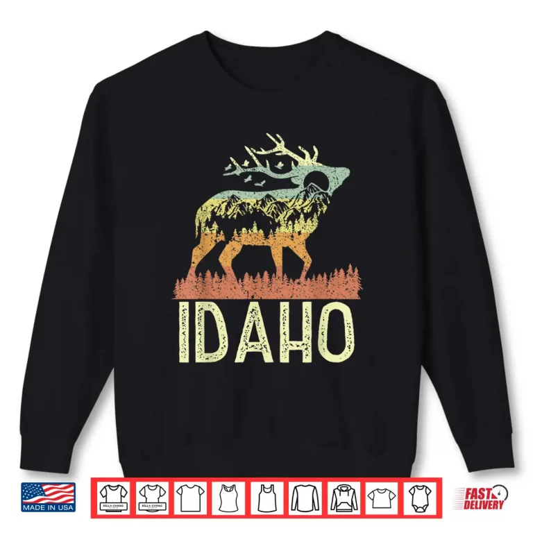 Sweatshirt Idaho Retro Mountain Vintage Elk Hiking Professional Gift Shirt