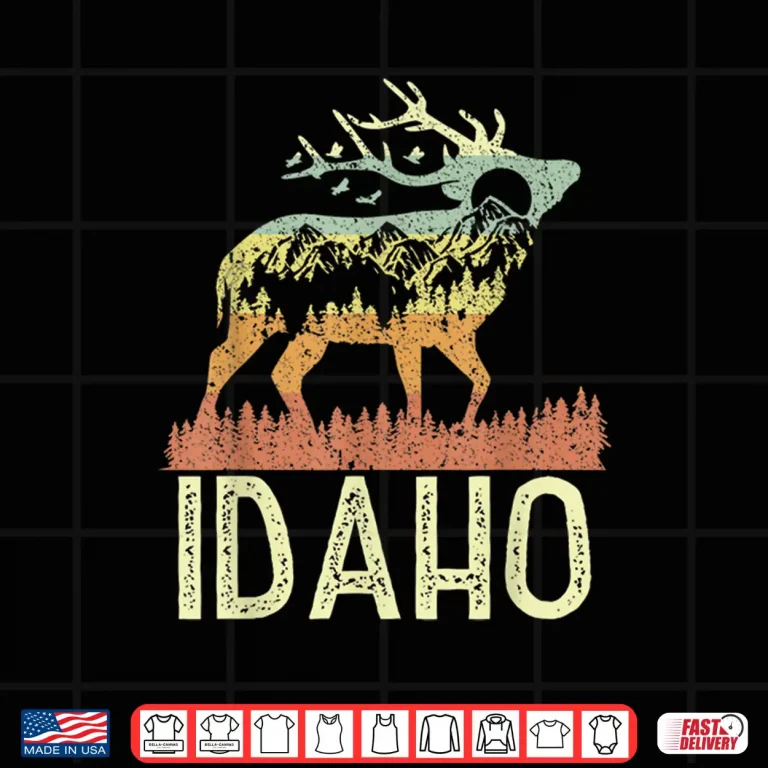 Design Idaho Retro Mountain Vintage Elk Hiking Professional Gift Shirt