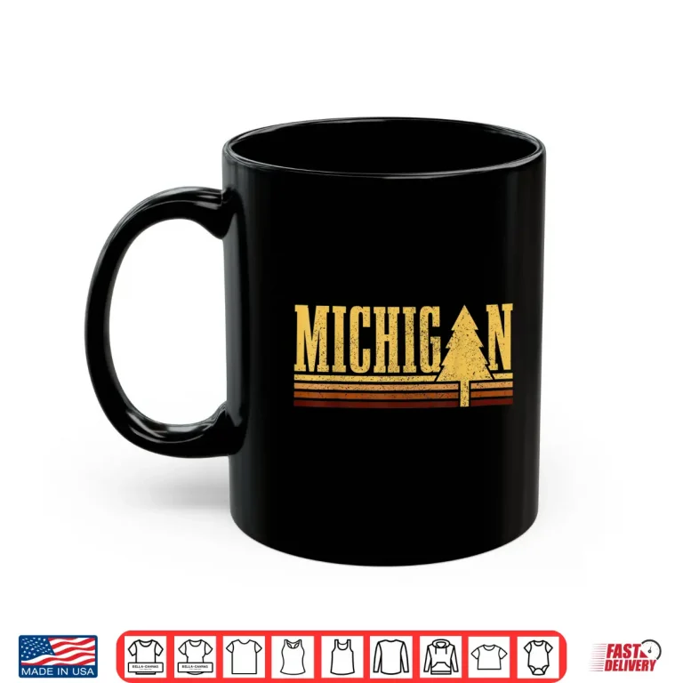 Mug Michigan Vintage Tree State Pride Camping Hiking Graphic Shirt