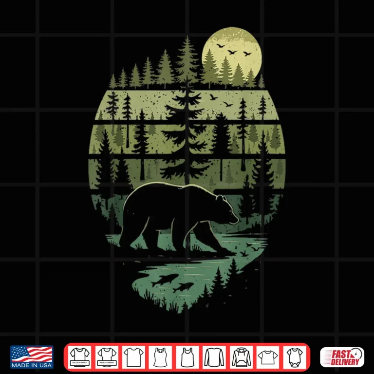 Design Nature Bear Forest Retro Nature Professional Graphic Shirt