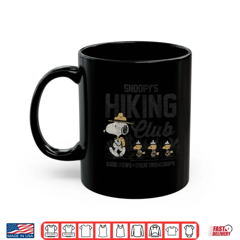 Mug Peanuts Snoopys Hiking Club Retro Cartoon Graphic Shirt