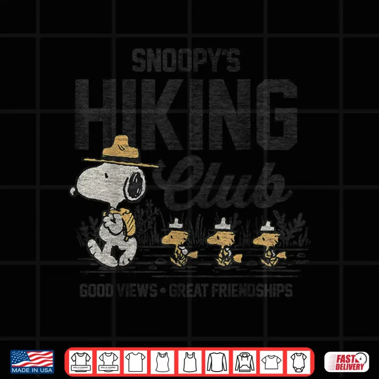 Design Peanuts Snoopys Hiking Club Retro Cartoon Graphic Shirt