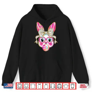 Hoodie Cute Easter Bunny Bubble Gum Coquette Bow for Girls Women Shirt