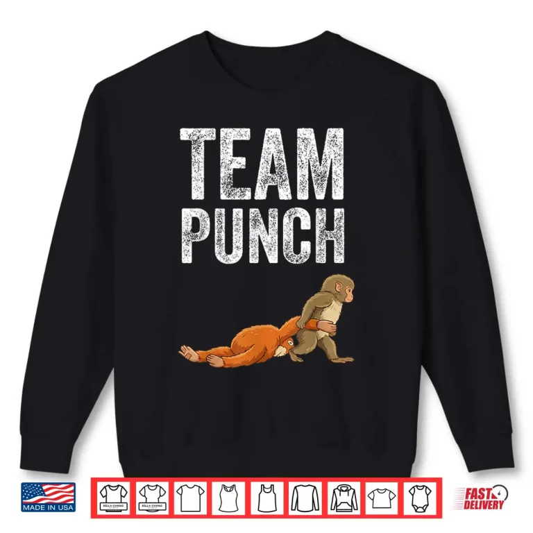 Sweatshirt Baby Monkey Team Punch Shirt Cute Viral Macaque Lover Japan Shirt