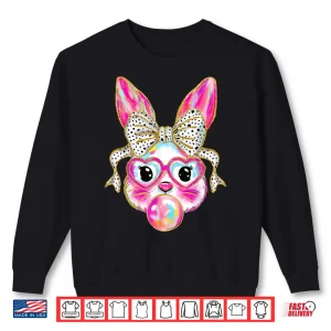 Sweatshirt Cute Easter Bunny Bubble Gum Coquette Bow for Girls Women Shirt
