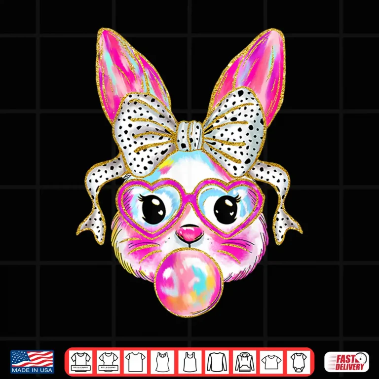 Design Cute Easter Bunny Bubble Gum Coquette Bow for Girls Women Shirt